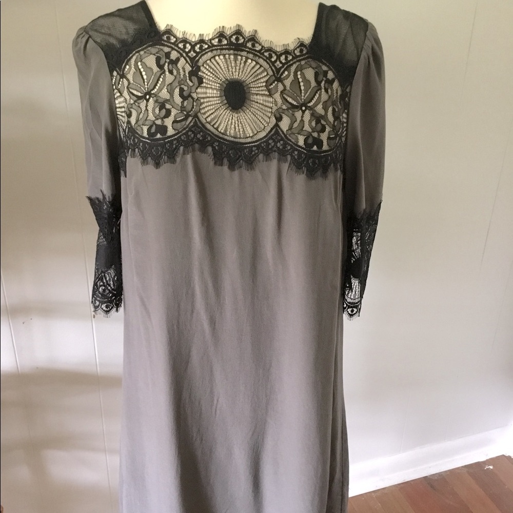 Gray silk and lace dress